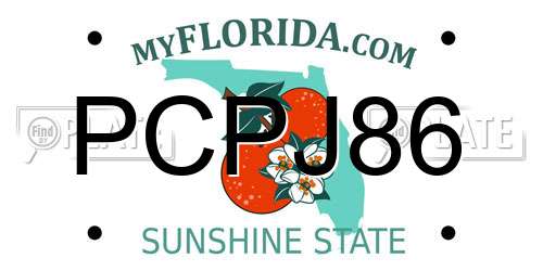 PCPJ86 Florida License Plate