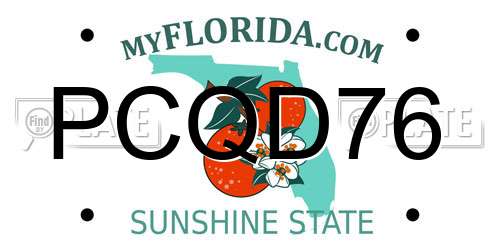 PCQD76 Florida License Plate