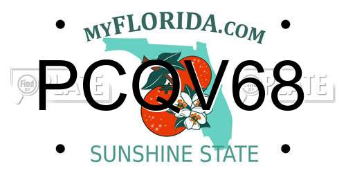 PCQV68 Florida License Plate