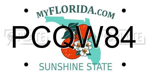 PCQW84 Florida License Plate