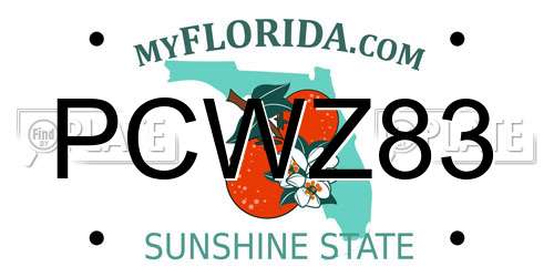 PCWZ83 Florida License Plate