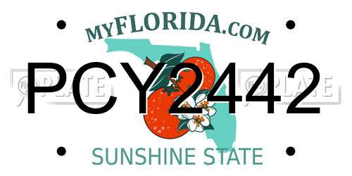 PCY2442 Florida License Plate