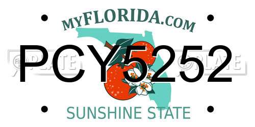 PCY5252 Florida License Plate