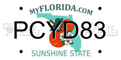 PCYD83 Florida License Plate