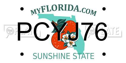 PCYJ76 Florida License Plate