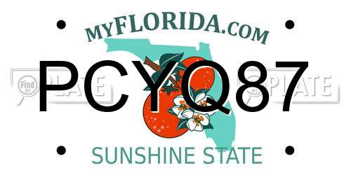 PCYQ87 Florida License Plate