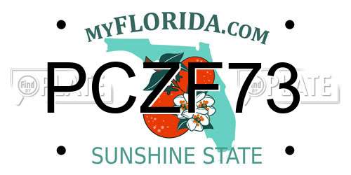 PCZF73 Florida License Plate