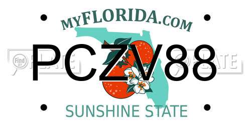 PCZV88 Florida License Plate