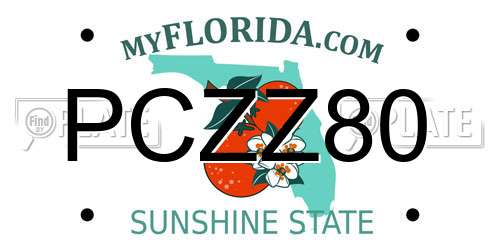 PCZZ80 Florida License Plate