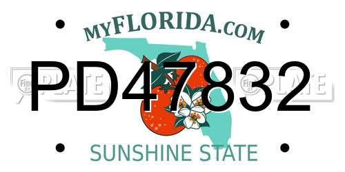 PD47832 Florida License Plate
