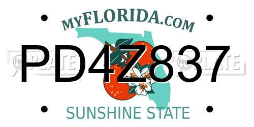PD4Z837 Florida License Plate
