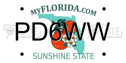 PD6WW Florida License Plate