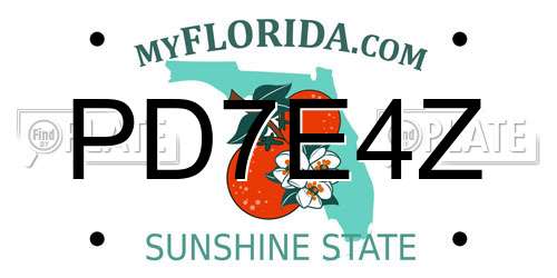 PD7E4Z Florida License Plate
