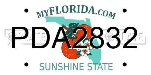PDA2832 Florida License Plate