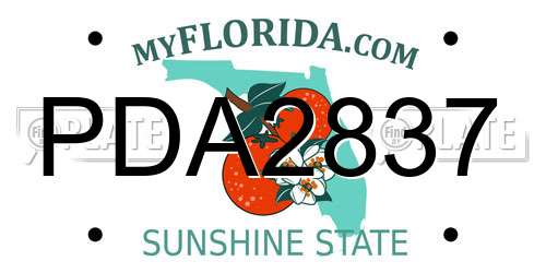 PDA2837 Florida License Plate