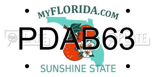 PDAB63 Florida License Plate
