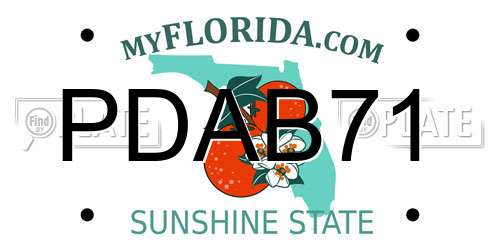 PDAB71 Florida License Plate