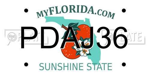 PDAJ36 Florida License Plate