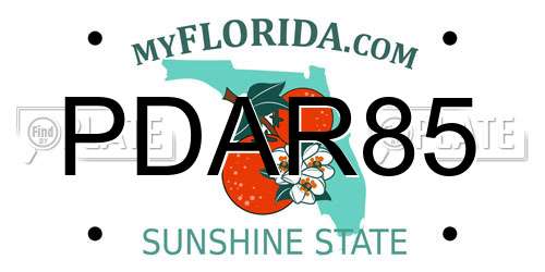 PDAR85 Florida License Plate