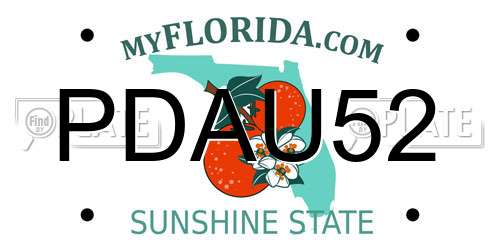 PDAU52 Florida License Plate