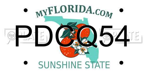 PDCQ54 Florida License Plate