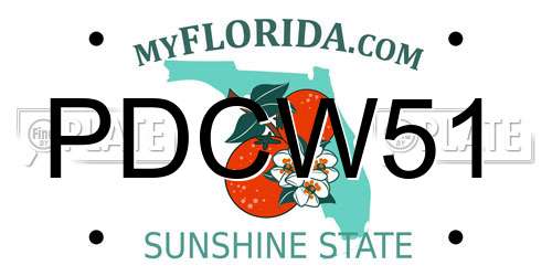 PDCW51 Florida License Plate