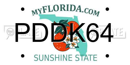 PDDK64 Florida License Plate
