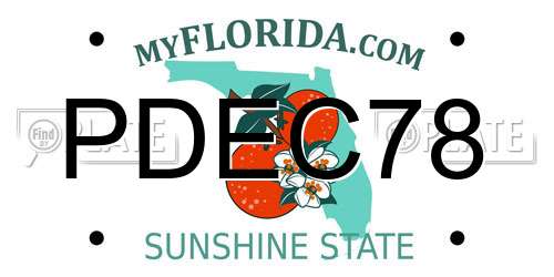 PDEC78 Florida License Plate
