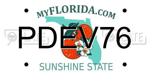 PDEV76 Florida License Plate