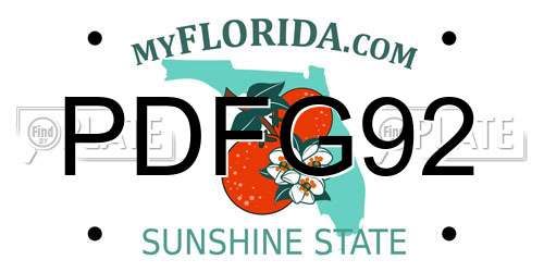 PDFG92 Florida License Plate