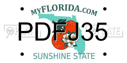 PDFJ35 Florida License Plate
