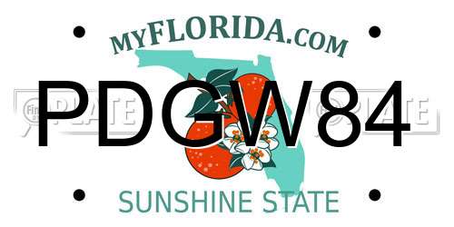 PDGW84 Florida License Plate