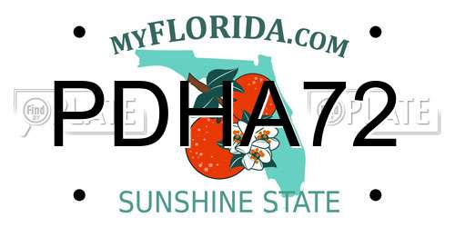 PDHA72 Florida License Plate