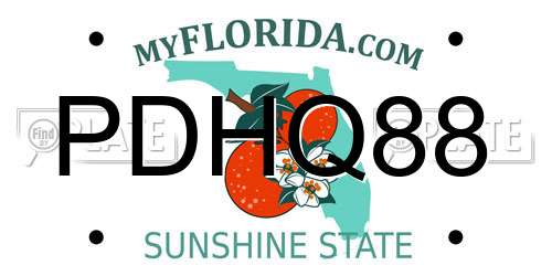 PDHQ88 Florida License Plate