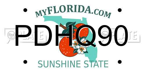 PDHQ90 Florida License Plate