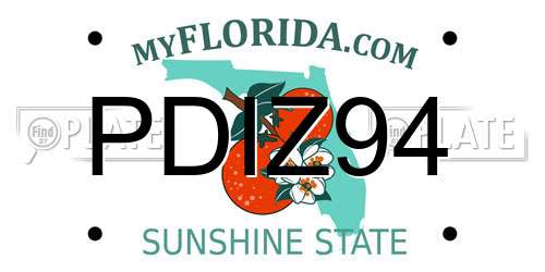 PDIZ94 Florida License Plate
