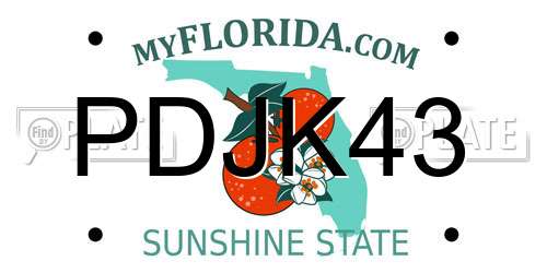 PDJK43 Florida License Plate
