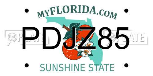 PDJZ85 Florida License Plate