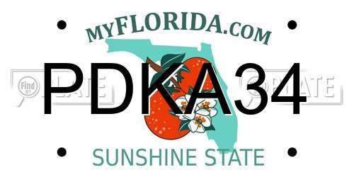 PDKA34 Florida License Plate