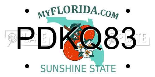 PDKQ83 Florida License Plate