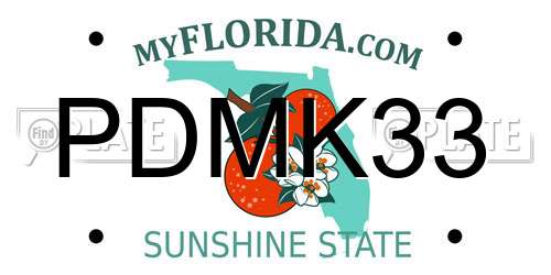 PDMK33 Florida License Plate