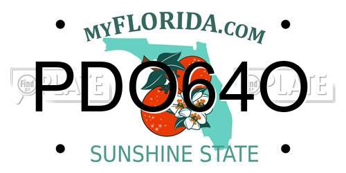 PDO64O Florida License Plate