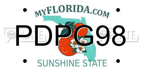 PDPG98 Florida License Plate