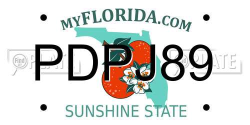 PDPJ89 Florida License Plate