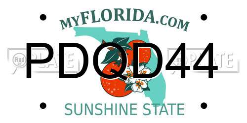 PDQD44 Florida License Plate