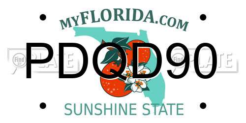 PDQD90 Florida License Plate
