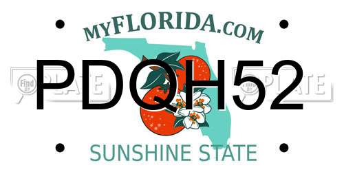 PDQH52 Florida License Plate