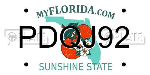 PDQJ92 Florida License Plate