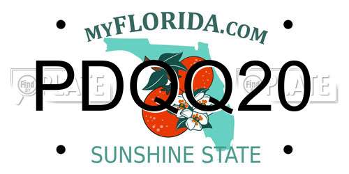 PDQQ20 Florida License Plate