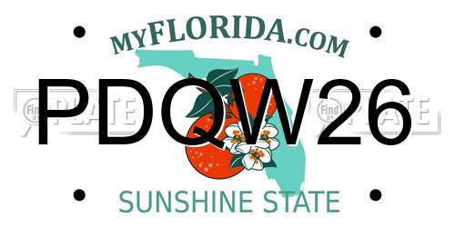 PDQW26 Florida License Plate